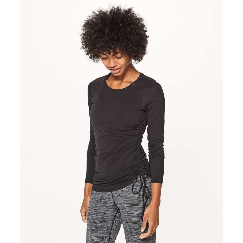 Lululemon Side Cinch It Long Sleeve Black Size 6 Pima Cotton